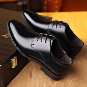 ASSKLO business formal leather shoes Official Shoes for men fashionable and elegant Rubber outsole with raised pointed toe for men lace up leather shoes for weddings groom's Plain Lace up Derby