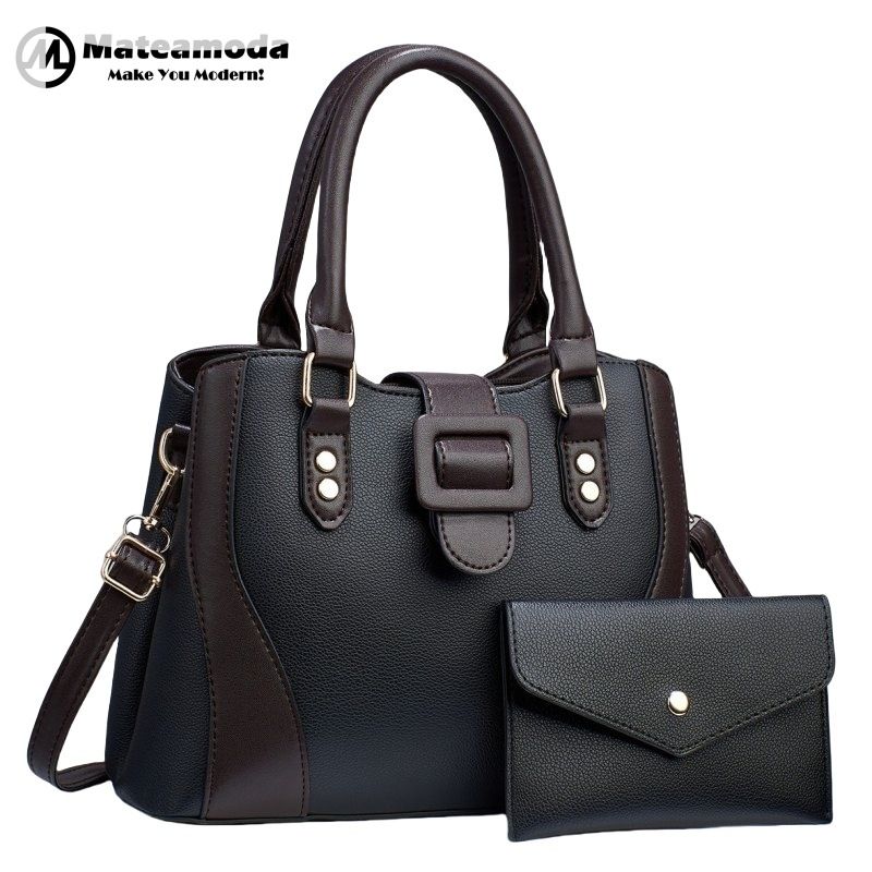 Mateamoda Two-Tone Convertible Handbag with Bonus Pouch Crossbody Bag Shoulder Bag